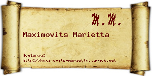 Maximovits Marietta névjegykártya