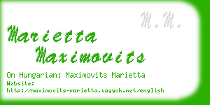 marietta maximovits business card